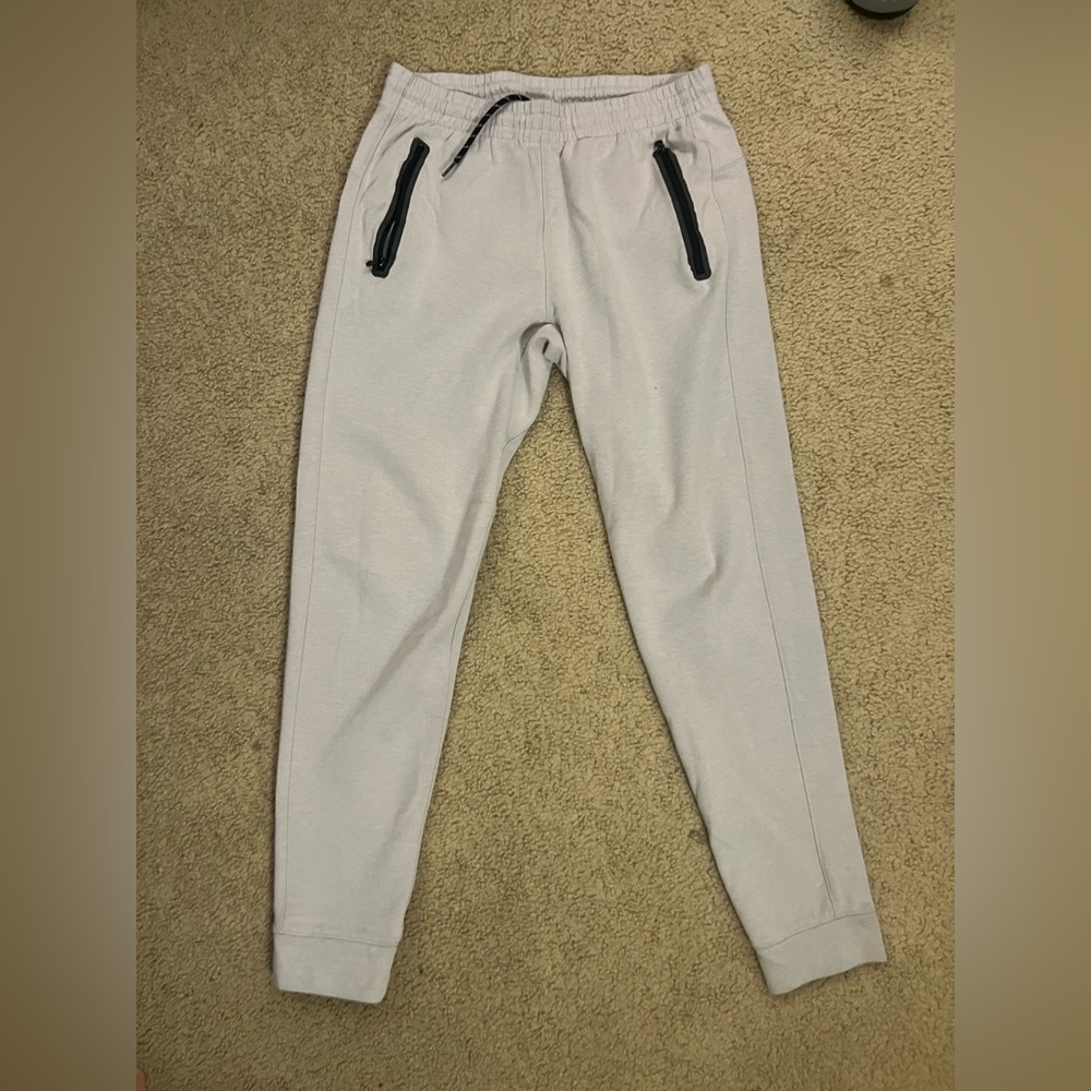 Old Navy Light Gray Men's Jogger Sweatpants with Black Zippers